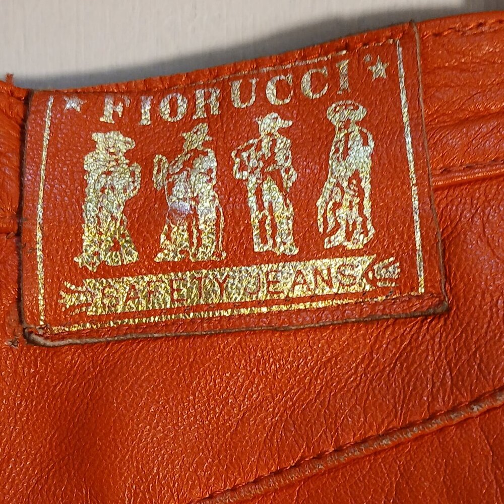 Fiorucci 1980 Vintage Red Leather Fringe Safety Jeans * Edgy Western  * Sz 28 - Picture 5 of 14